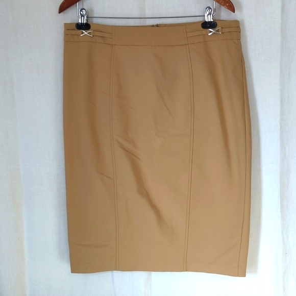 7th Avenue Camel Tan Cotton Blend Straight Skirt Size 14 - Picture 1 of 4